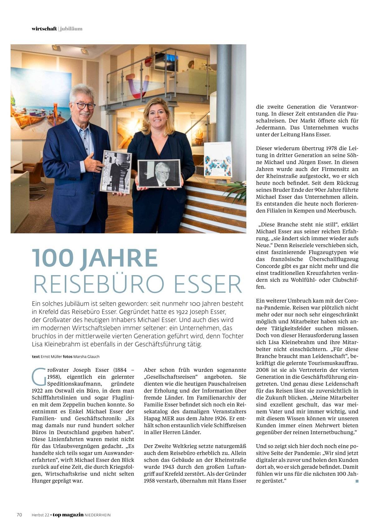 TOP Niederrhein 100 Jahre Reiseb ro Esser